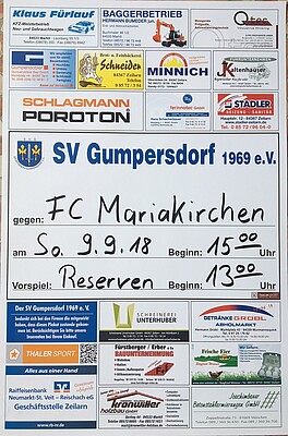 Banner Heimspiel SV Gumpersdorf