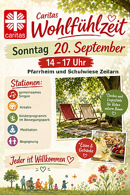 Banner Caritas Nachmittag "Wohlfühlzeit"