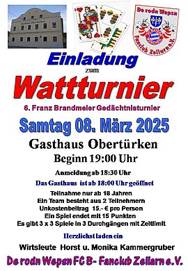 Banner Wattturnier - De rodn Wepsn FCB Fanclub Zeilarn e.V.